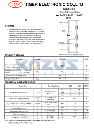 DB4 datasheet - Silicon Bidirectional Diacs