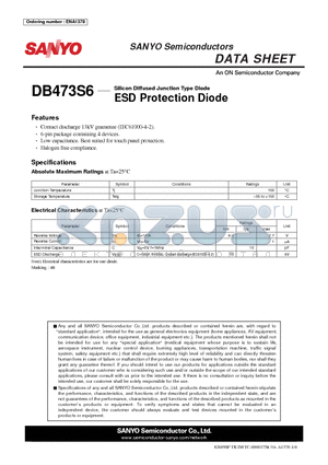 DB473S6 datasheet - Silicon Diffused Junction Type Diode ESD Protection Diode