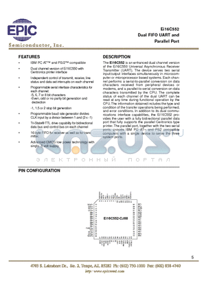 16C552 datasheet - Dual FIFO UART and Parallel Port