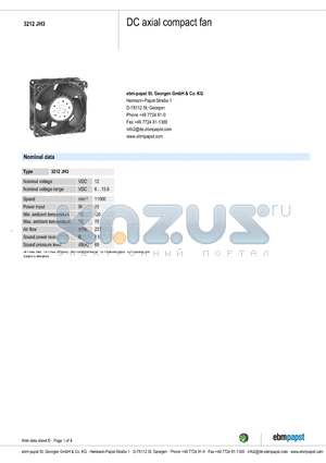 3212JH3 datasheet - DC axial compact fan