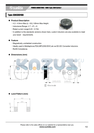 CDH38D16BNP-4R7M datasheet - POWER INDUCTORS