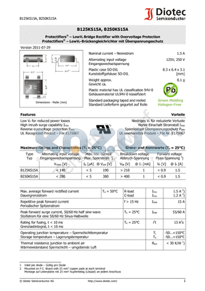 B250KS15A datasheet - Protectifiers - LowVF Bridge Rectifier with Overvoltage Protection