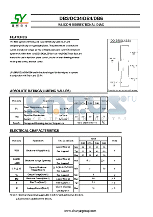 DB6 datasheet - SILICON BIDIRECTIONAL DIAC