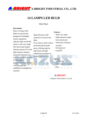 AB-143B0-12V0-G40-B datasheet - 14 LAMPS LED BULB