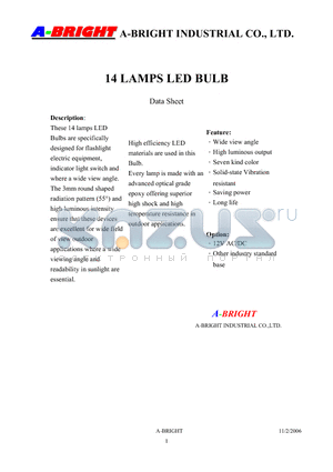 AB-143G0-12V0-G40-B datasheet - 14 LAMPS LED BULB