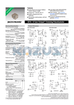 3214W-1-202E datasheet - 3214 - 5-Turn Trimpot^ Trimming Potentiometer