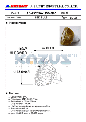 AB-153S3A-12V0-M00 datasheet - 48.9x47.0mm LED BULB