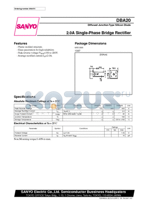DBA20 datasheet - 2.0A Single-Phase Bridge Rectifier