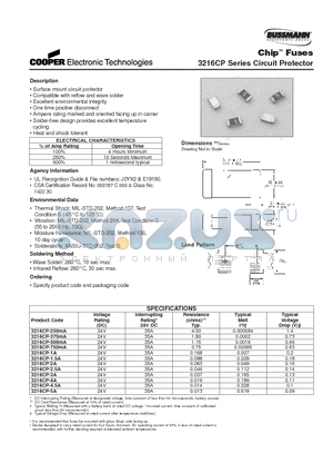3216CP-2.5A datasheet - 3216CP Series Circuit Protector