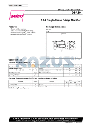 DBA60 datasheet - 6.0A Single-Phase Bridge Rectifier