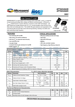 APT80GA90B datasheet - High Speed PT IGBT