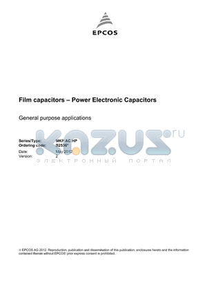 B25360A1556J100 datasheet - Film capacitors  Power Electronic Capacitors