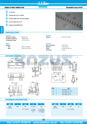 DBC12.010H datasheet - POLARISED 2.0mm PITCH