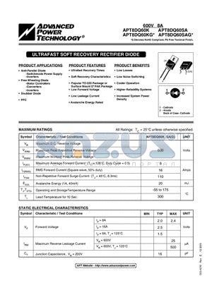 APT8DQ60KG datasheet - ULTRAFAST SOFT RECOVERY RECTIFIER DIODE