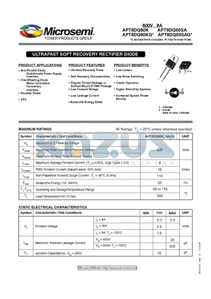 APT8DQ60KG datasheet - ULTRAFAST SOFT RECOVERY RECTIFIER DIODE