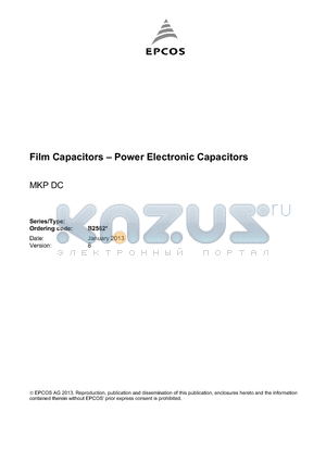 B25620B0148K703 datasheet - Film Capacitors  Power Electronic Capacitors