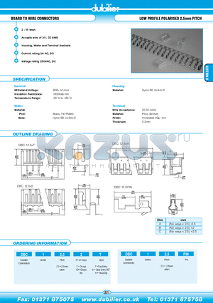 DBC12.510T datasheet - LOW PROFILE POLARISED 2.5mm PITCH