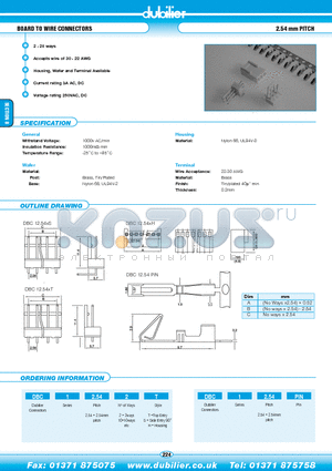 DBC12.542S datasheet - BOARD TO WIRE CONNECTORS