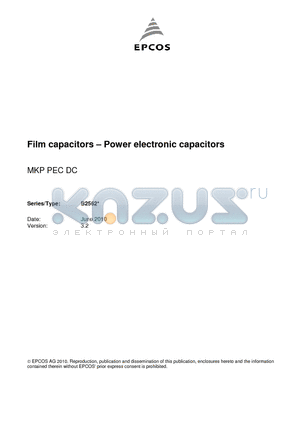 B25620B0267K881 datasheet - Film capacitors- Power electronic capacitors