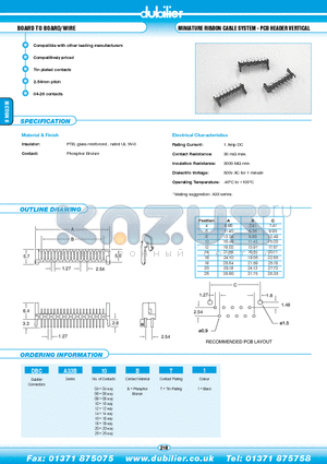 DBCA33B06BTA1 datasheet - BOARD TO BOARD/WIRE MINIATURE RIBBON CABLE SYSTEM - PCB HEADER VERTICAL