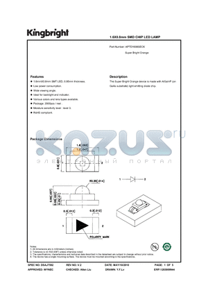 APTD1608SECK datasheet - 1.6X0.8mm SMD CHIP LED LAMP