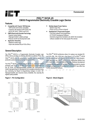 16CV8 datasheet - CMOS Programmable Electrically Erasable Logic Device