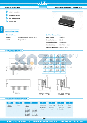 DBCD1724BSA1 datasheet - BOARD TO BOARD/WIRE EDGE CARD - RIGHT ANGLE 2.54MM PITCH