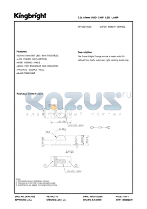 APTD3216SEC datasheet - 3.2x1.6mm SMD CHIP LED LAMP