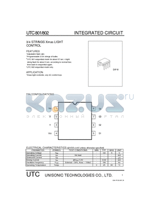 801 datasheet - 3/4 STRINGS Xmas LIGHT CONTROL