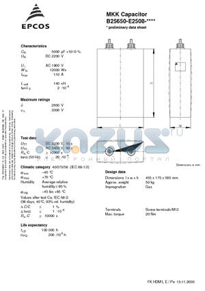 B25650-E2508 datasheet - MKK Capacitor