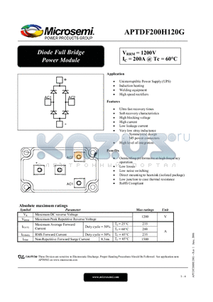 APTDF200H120G datasheet - Diode Full Bridge Power Module