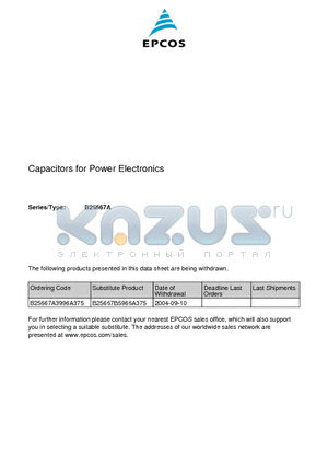 B25667-A3996-A375 datasheet - Capacitors for Power Electronics