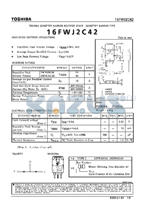16FWJ2C42 datasheet - SCHOTTKY BARRIER RECTIFIER STACK (HIGH SPEED RECTIFIER APPLICATIONS)