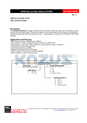 AB-A3AIA9-FREQ datasheet - SINE-WAVE UHF VCXO