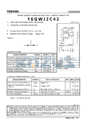 16GWJ2C42 datasheet - SCHOTTKY BARRIER RECTIFIER STACK (SWITCHING TYPE POWER SUPPLY APPLICATION.)