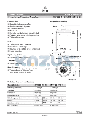 B25667B3297A375 datasheet - Power Factor Correction PhaseCap