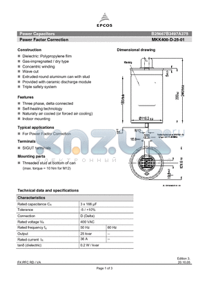 B25667B3497A375 datasheet - Power Factor Correction