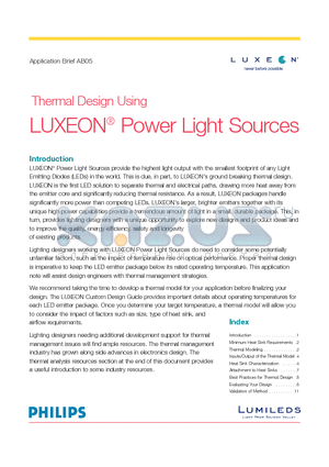 AB05 datasheet - LUXEON^ Power Light Sources