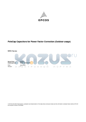 B25671A4187A375 datasheet - PoleCap Capacitors for Power Factor Correction (Outdoor usage)