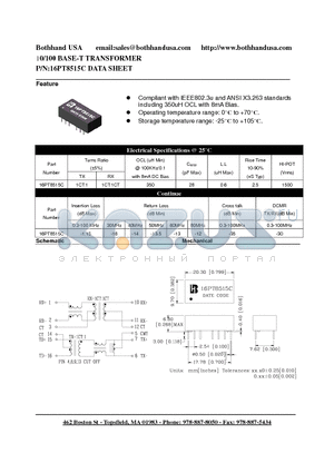 16PT8515C datasheet - 10/100 BASE-T TRANSFORMER