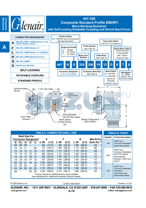 447AS326XM16 datasheet - Composite Standard Profile EMI/RFI Micro-Banding Backshell