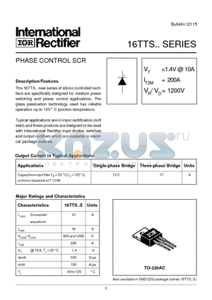 16S datasheet - PHASE CONTROL SCR