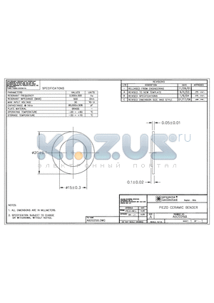 AB2025B datasheet - PIEZO CERAMIC BENDER