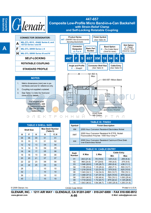 447AS657XM24 datasheet - Composite Low-Profile Micro Band-in-a-Can Backshell with Strain-Relief Clamp