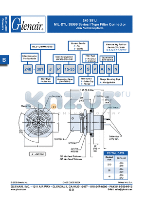 240-381JMT15-35PP datasheet - Jam Nut Receptacle