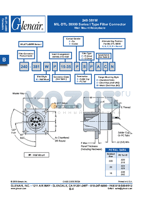 240-381WM15-35PS datasheet - Wall Mount Receptacle