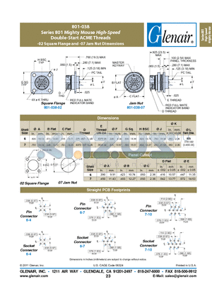 801-038 datasheet - Series 801 Mighty Mouse High-Speed Double-Start ACME Threads