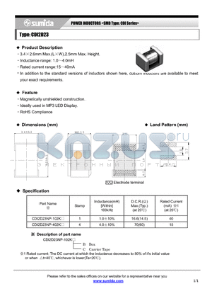 CDI2D23 datasheet - POWER INDUCTORS