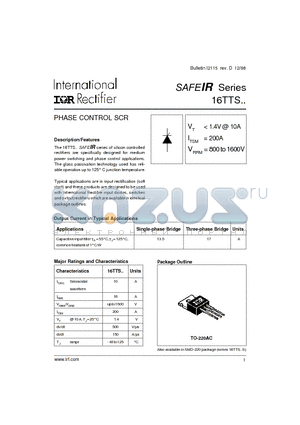 16TTS08 datasheet - PHASE CONTROL SCR