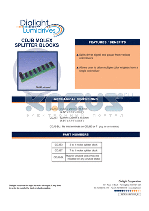 CDJB-BL datasheet - CDJB MOLEX SPLITTER BLOCKS